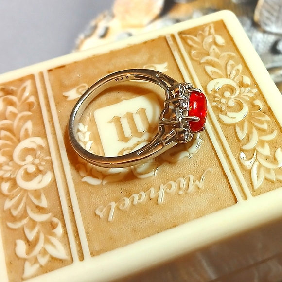 VTG RJ Graziano Fire Opal White Sapphire Ring - Picture 5 of 7